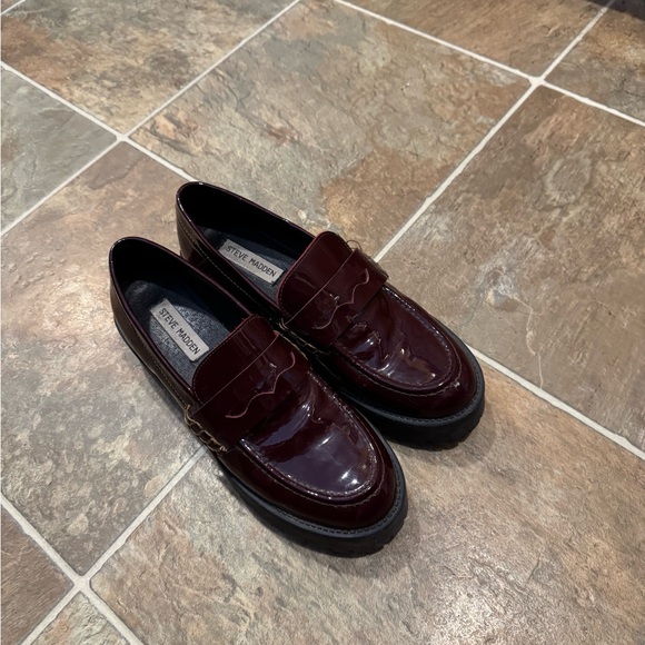 Steve Madden Shoes - Steve Madden Burgundy Slip-On Loafers with Cushioned Insole and Sleek Design